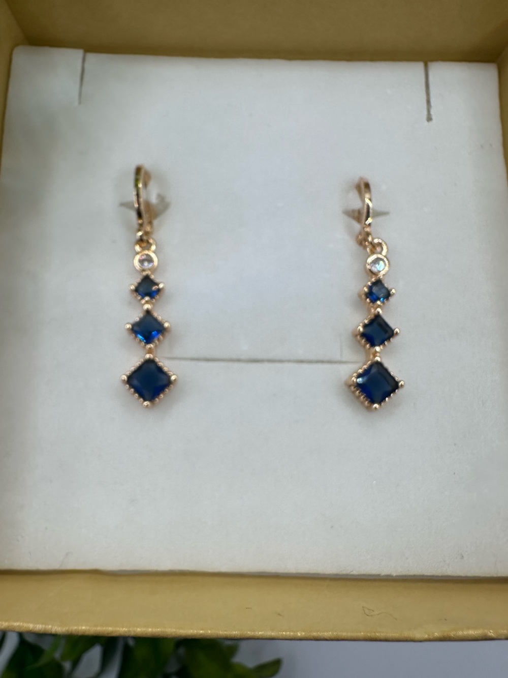 Elegant Sapphire Blue Stone Drop Earrings - Women Jewelry